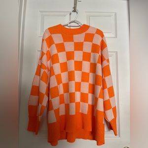 DIVIDED (H&M) Orange Checkered Sweater - XL